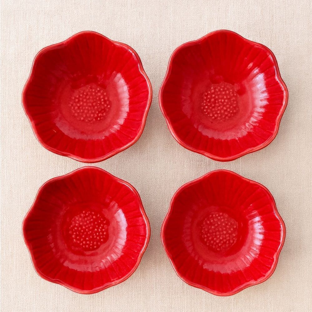 The Cellar Red Poppy Bowls 3.5” set of 4 – New, Macy’s Exclusive